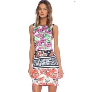 Clover Canyon Floral Garden Scarf Boatneck Dress Bodycon Neoprene Scuba …